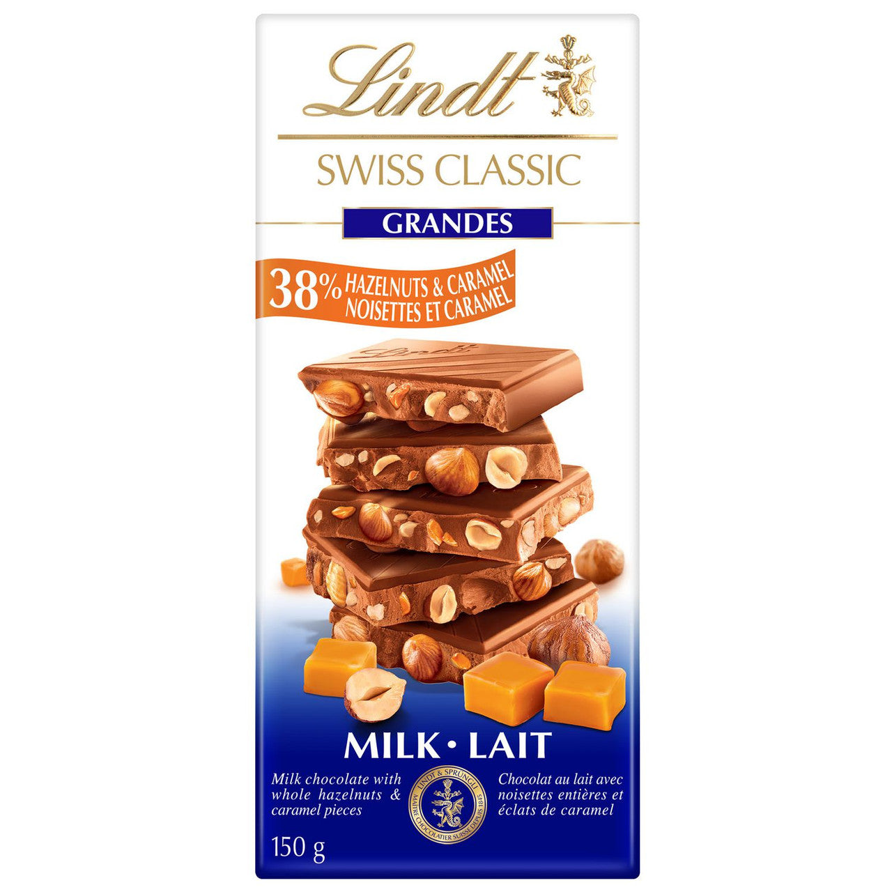 Lindt Swiss Milk Chocolate Hazelnut 10.6 oz Bar 10ct Box