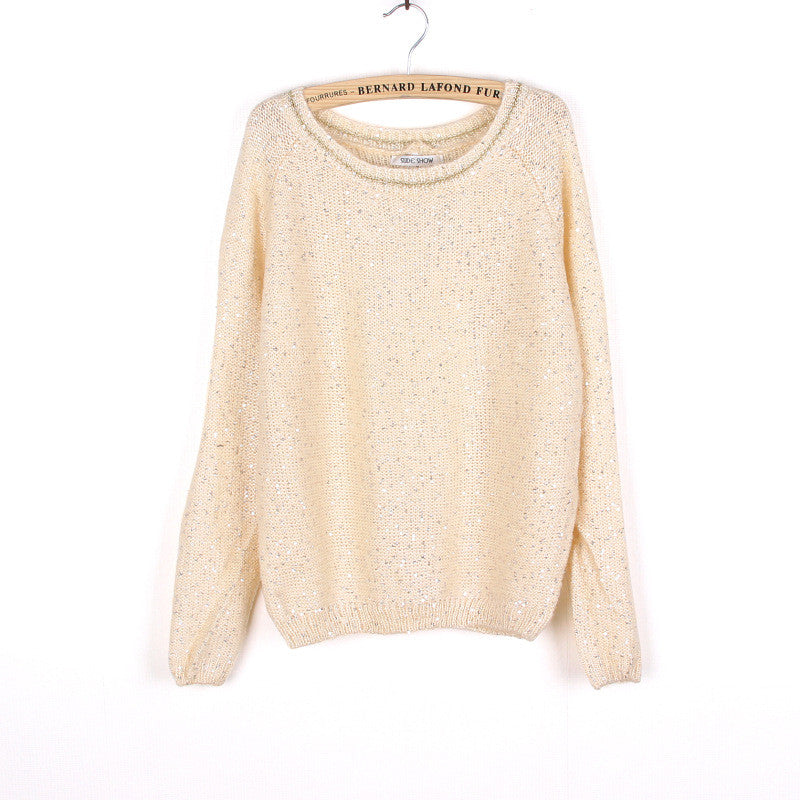 Round neck long-sleeved knit sweater – wensoal