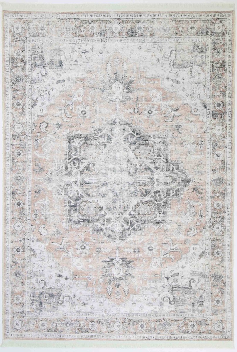 Royal Cream Rust Distressed Washable Rug