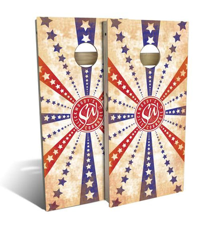 Picture of Stars and Stripes Slick Woody Patriotic Cornhole Boards