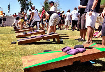 Cornhole tournament using finished boards