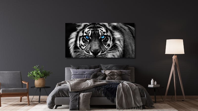 Grand tableau tigre noir et blanc