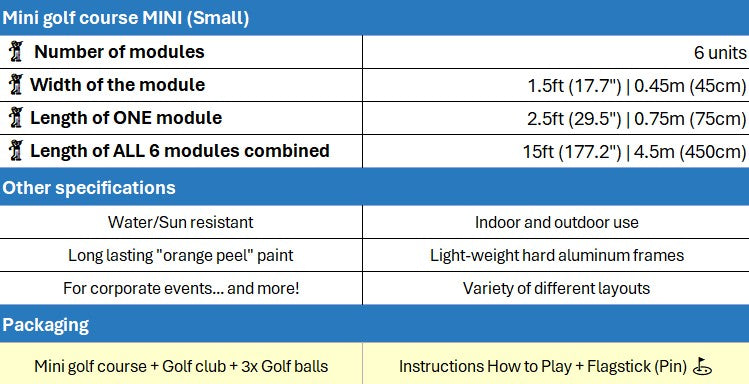 mini golf course compact small