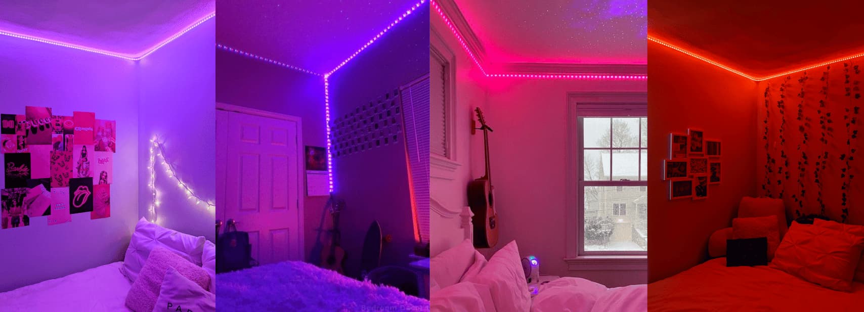 neon bande led plafond chambre aesthetic