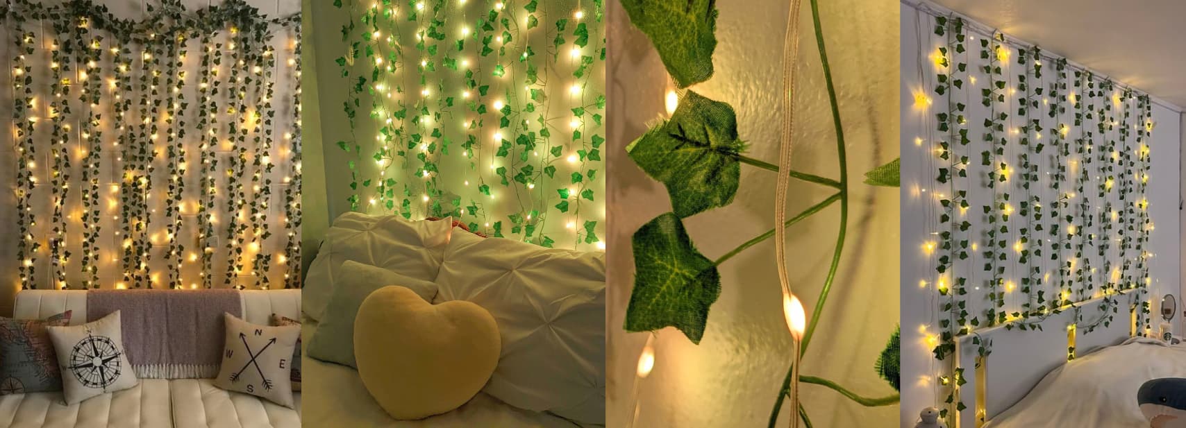 chambre aesthetic guirlande avec mur vegetal