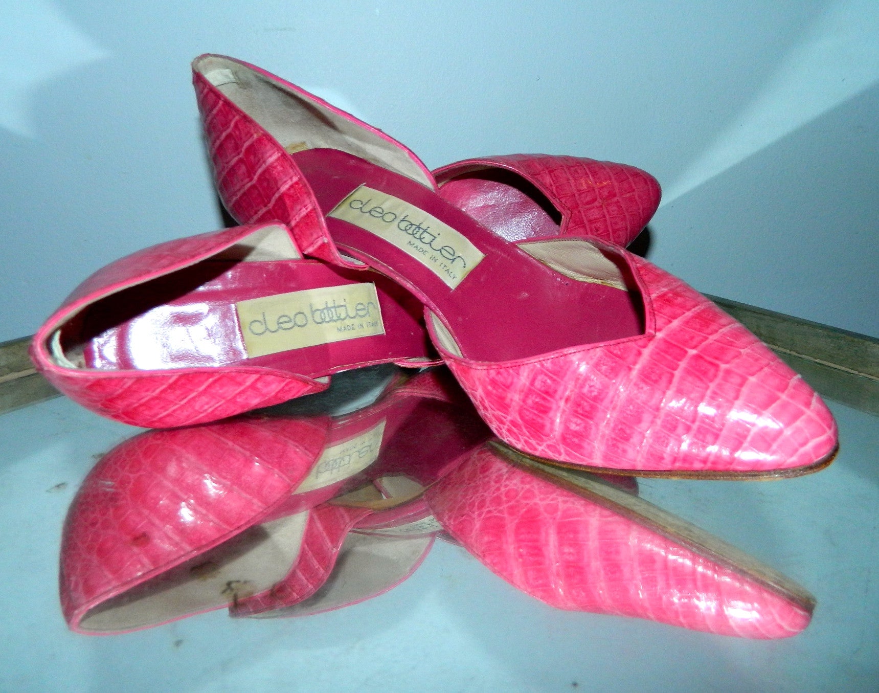 vintage 1980s hot pink ALLIGATOR heels Cleo Bottier 36 1/2 US 6.5 ...