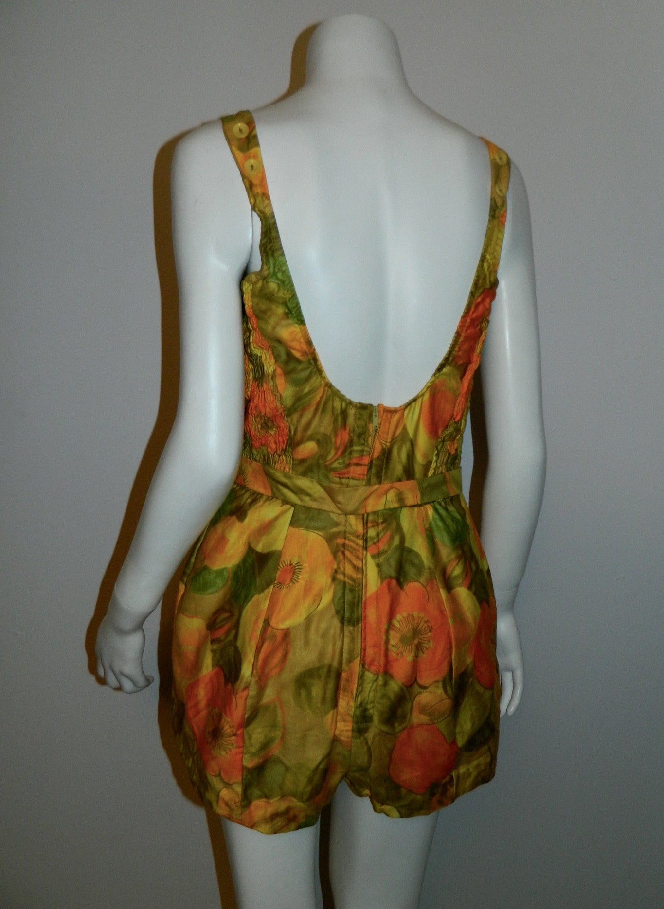 vintage 1960s floral ROMPER swimsuit / Sea Stars Sears bathing suit pl ...