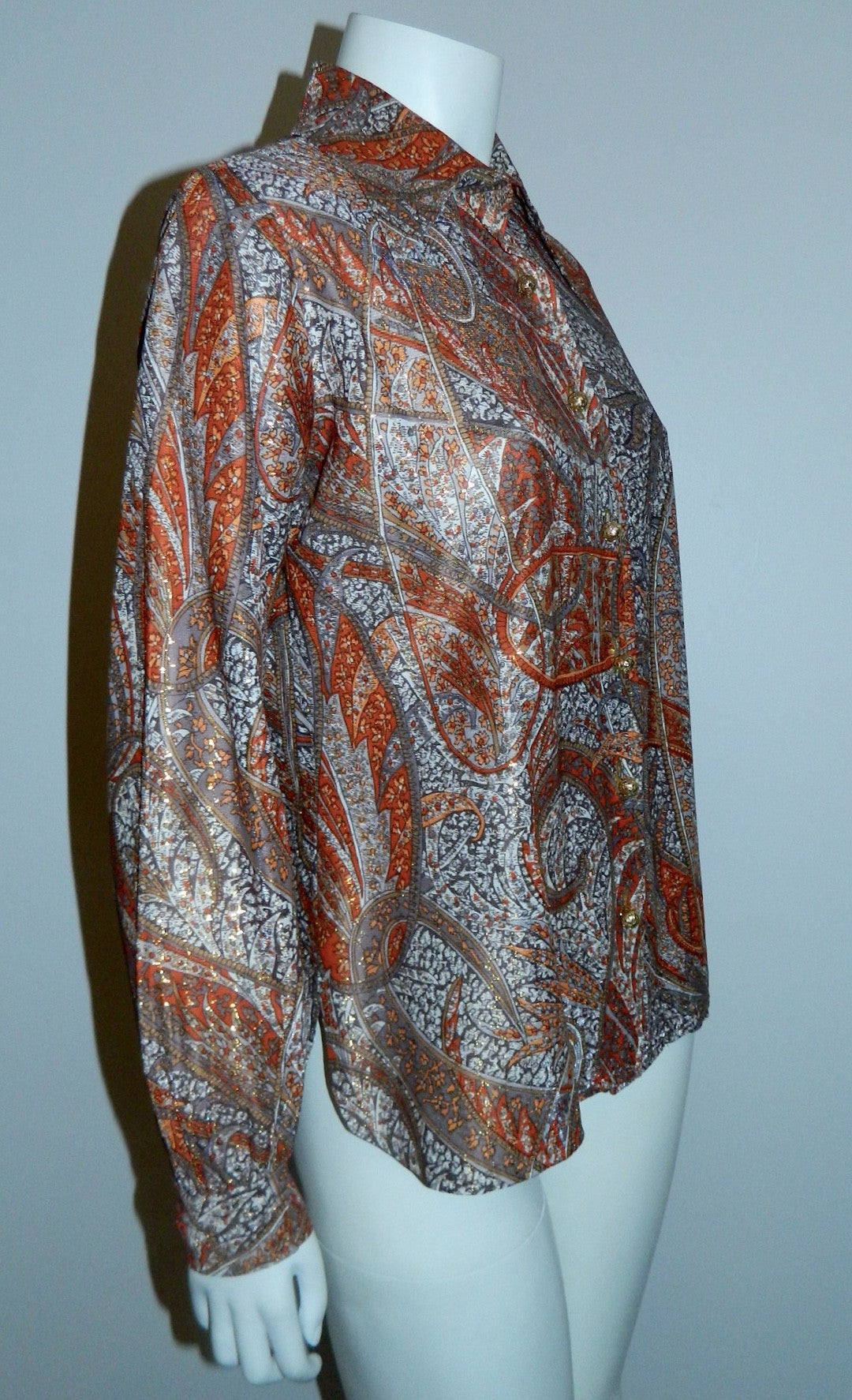 MOD vintage 1960s metallic paisley blouse GLAM earthtones S - M – Retro ...