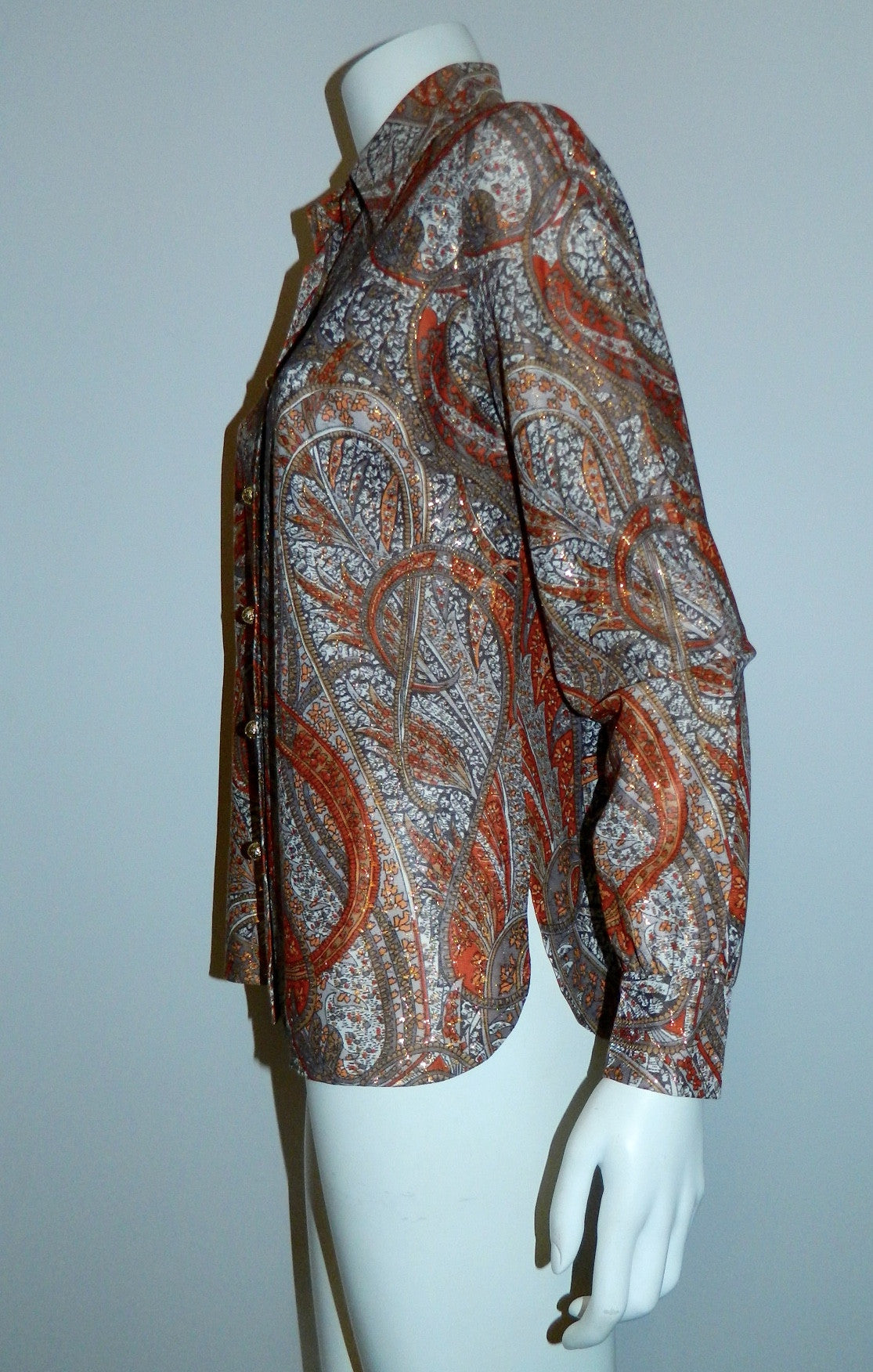 MOD vintage 1960s metallic paisley blouse GLAM earthtones S - M – Retro ...