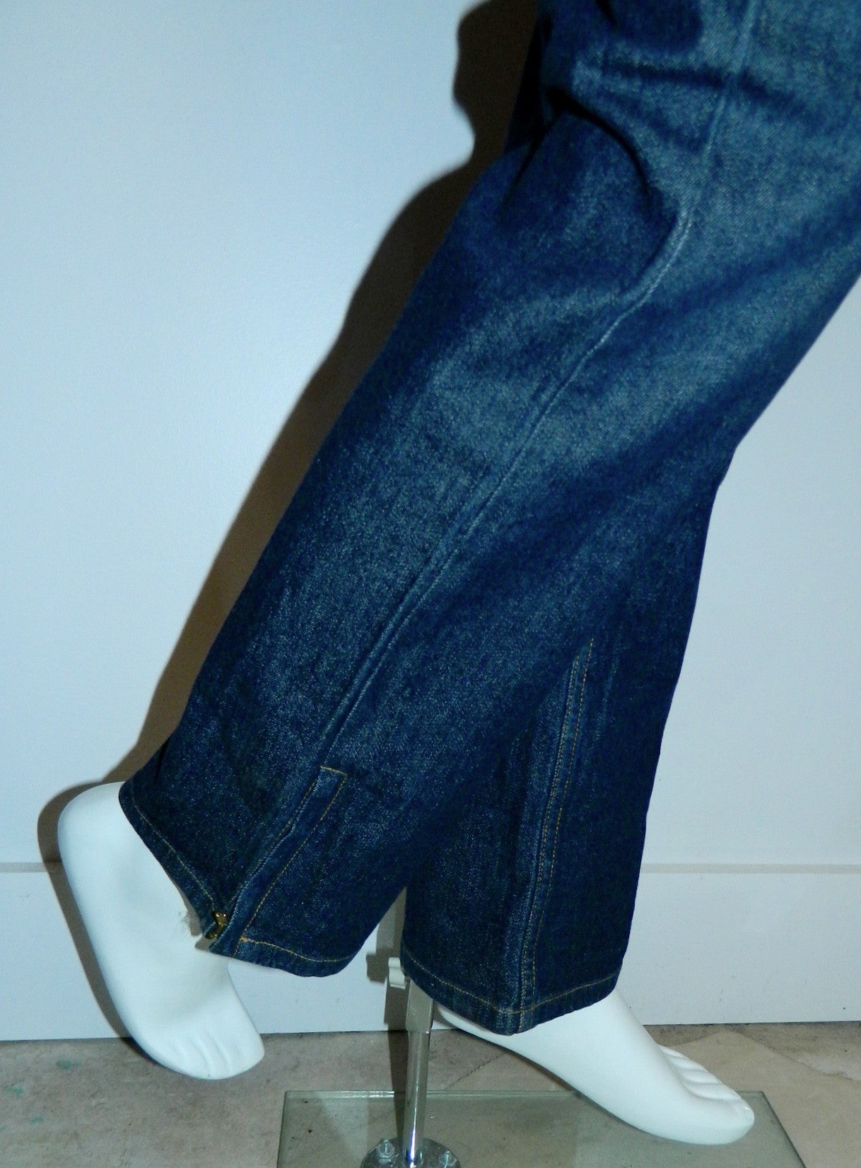 1990s vintage Daryl K-189 dark denim jeans / straight leg zip stretch ...