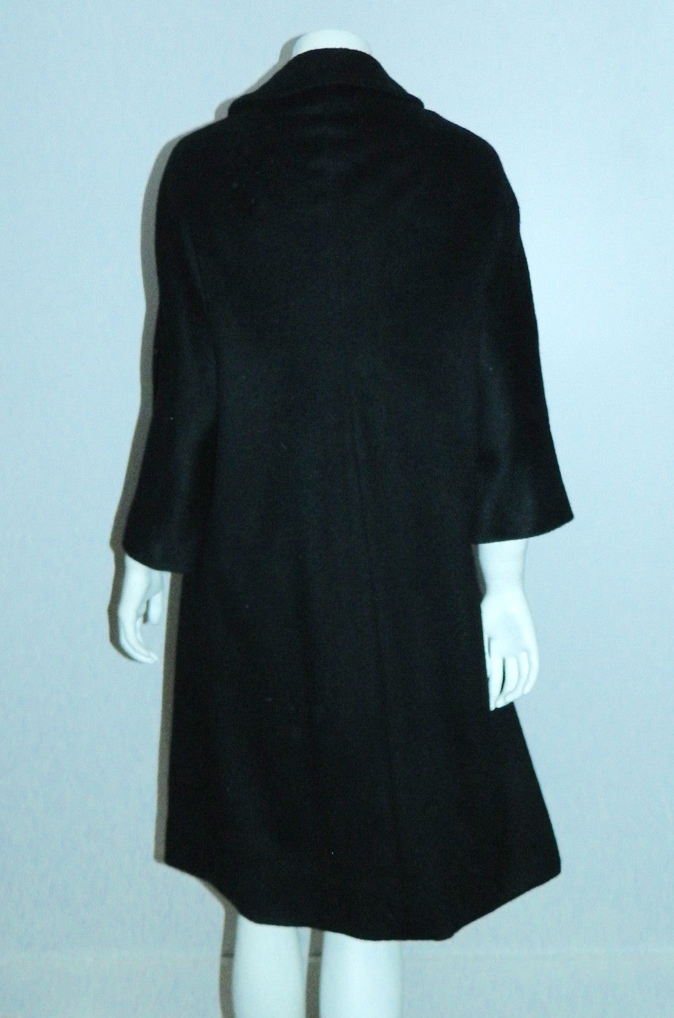 vintage 1960s black wool coat Dan Millstein pea coat L - XL