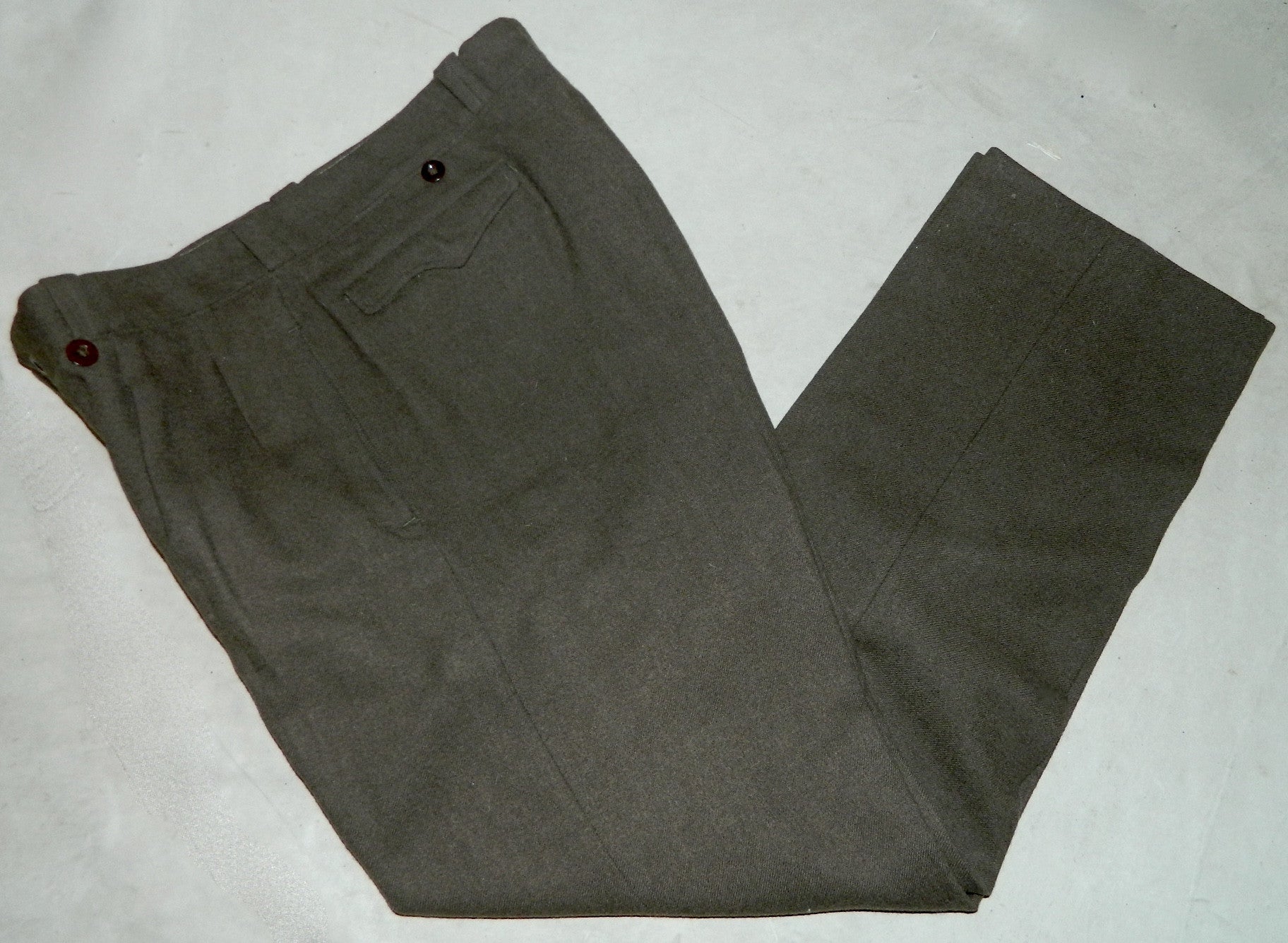 vintage 1940s French military pants WWII wool trousers OD pleated
