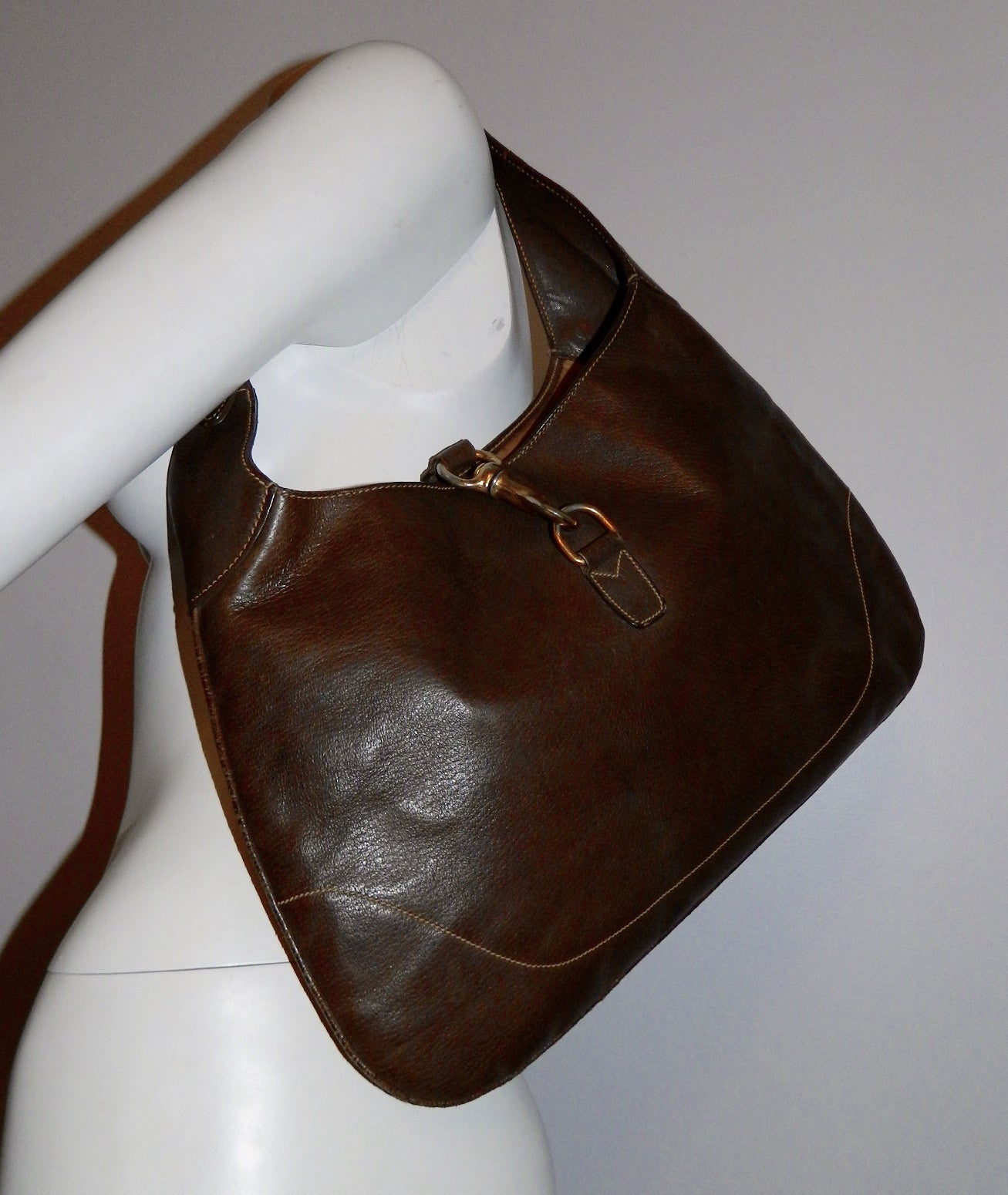 vintage gucci brown leather handbag