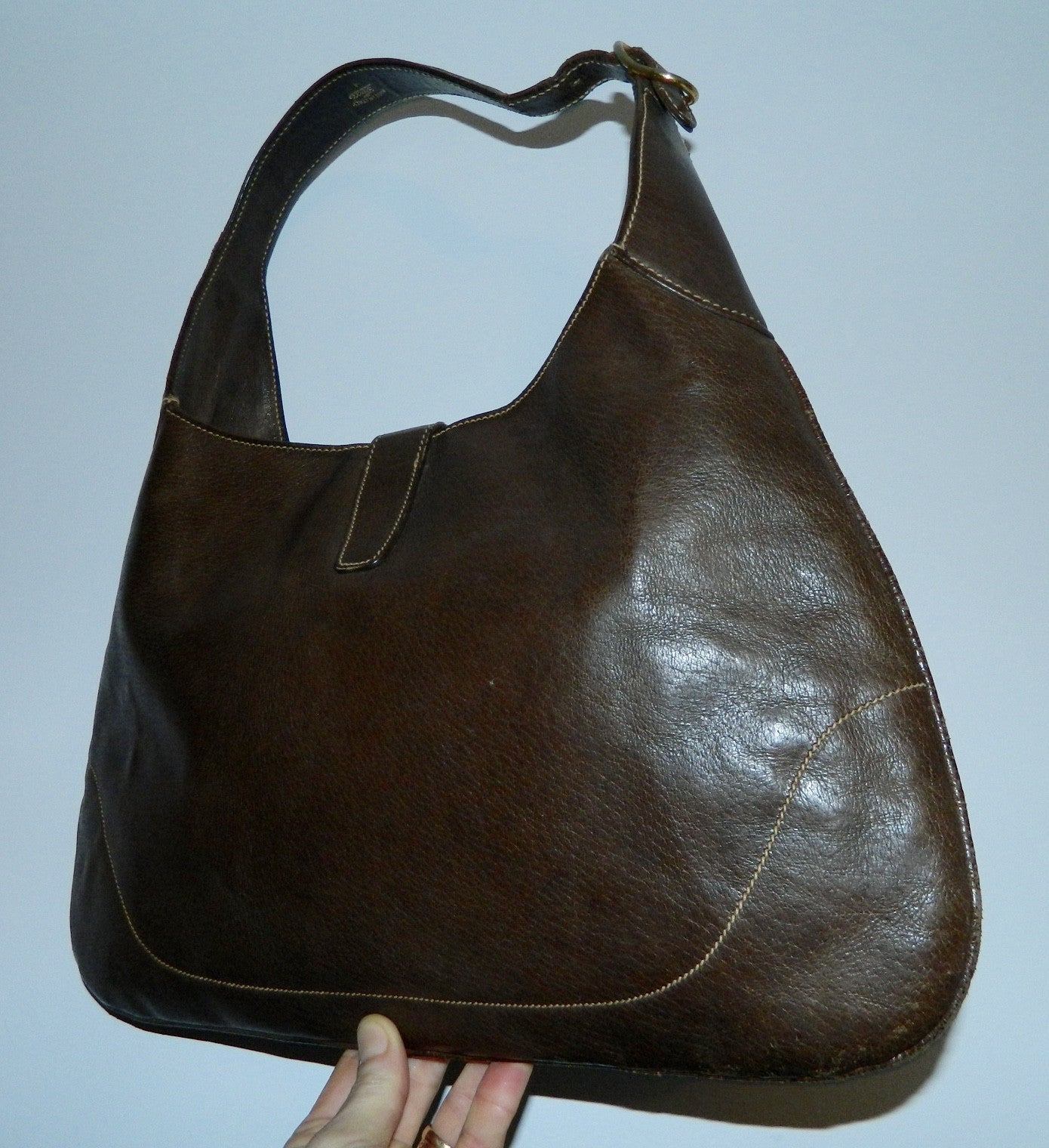vintage GUCCI bag brown leather 1960s Jackie O 
