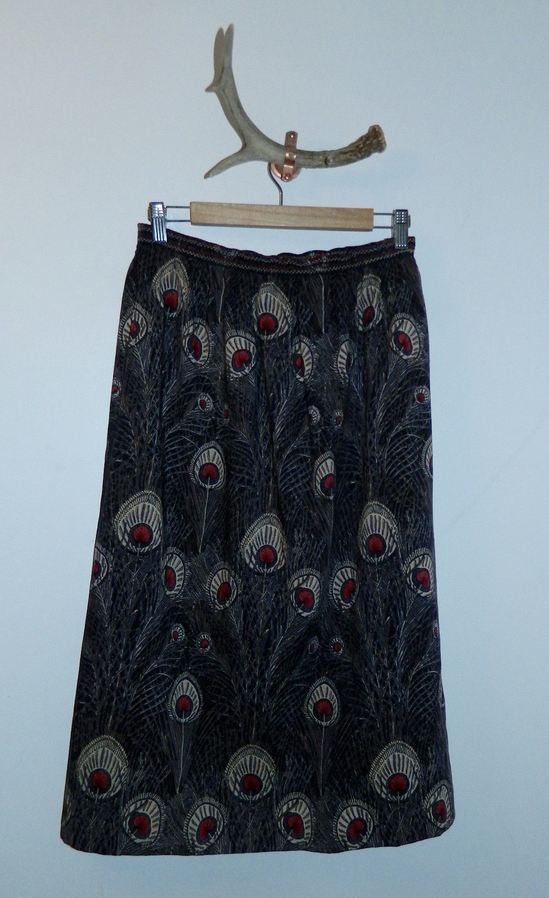 vintage Liberty wool skirt HERA peacock print midi skirt / mini dress ...