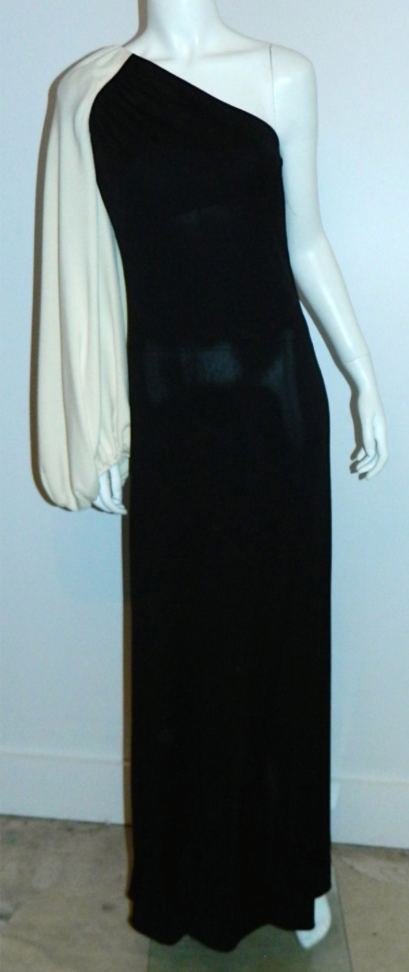 vintage 1960s WERLE gown / black one shoulder jersey dress XS – Retro ...