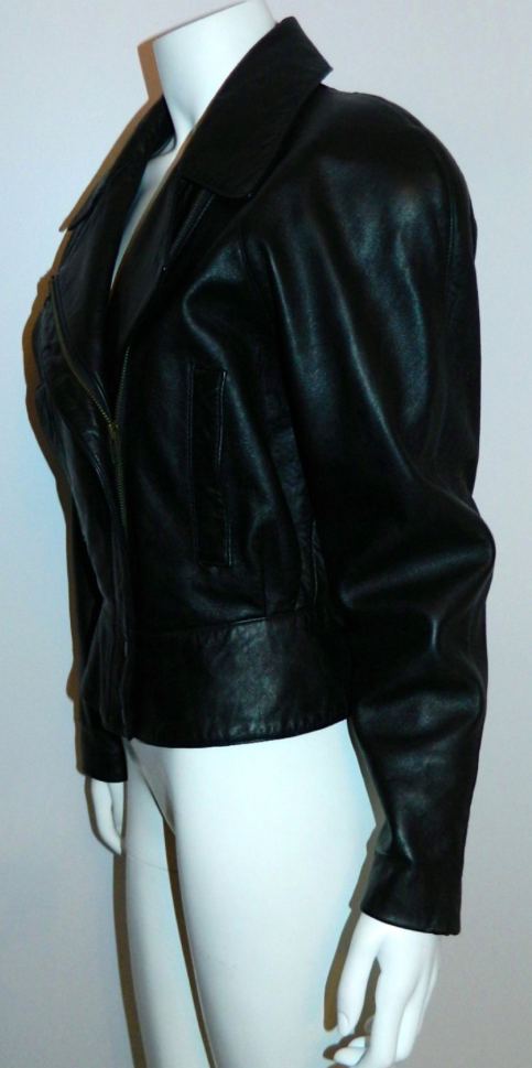 vintage 1980s black motorcycle jacket North Beach Leather Michael Hoba ...