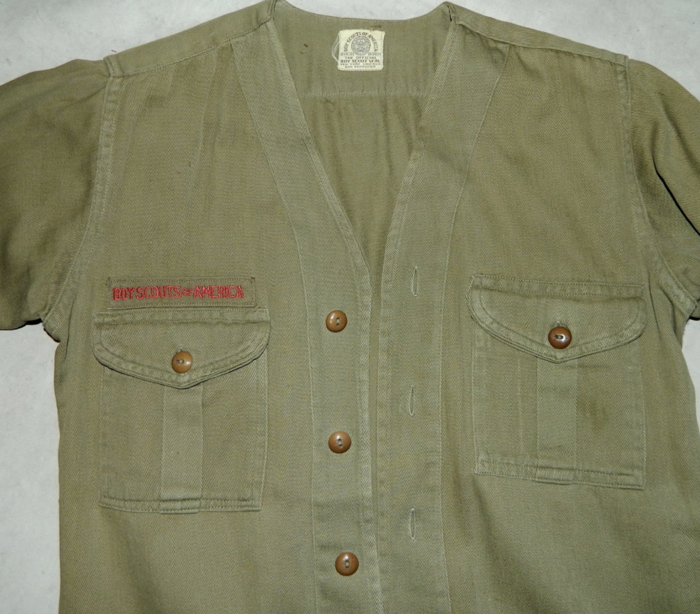 vintage 1930s Boy Scouts shirt BSA uniform button front OD 36 inch che ...