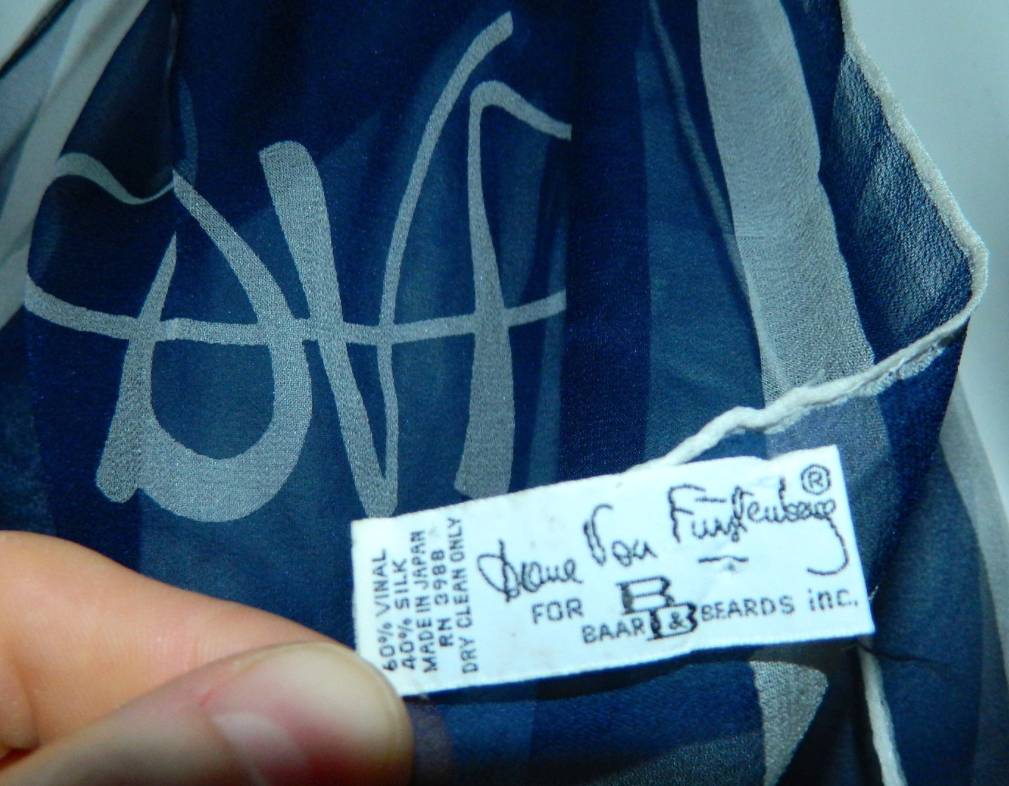 vintage Diane von Furstenberg silk scarf 1980s logo DVF monogram ...