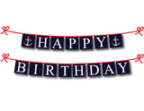 nautical happy birthday party banner, printable birthday banner