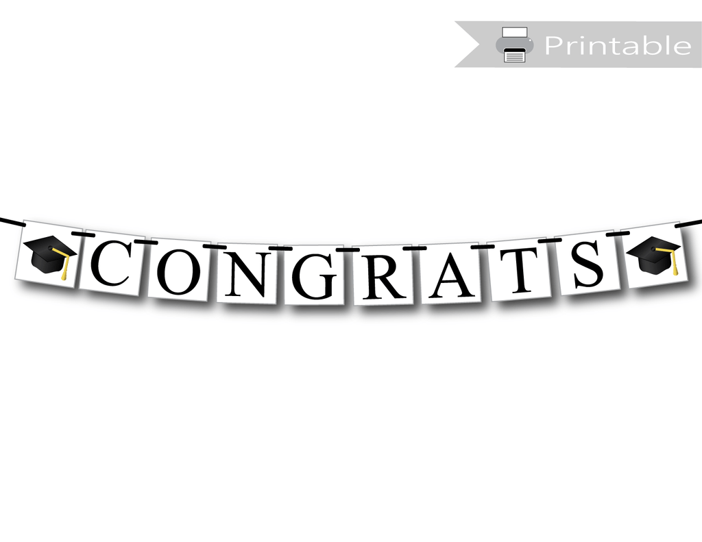 Download Printable Graduation Congrats Banner Diy Graduation Party Decoration Celebrating Together