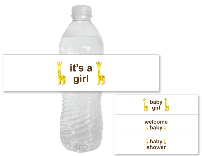 Diy It S A Girl Giraffe Baby Shower Water Bottle Labels Diy Decor Celebrating Together