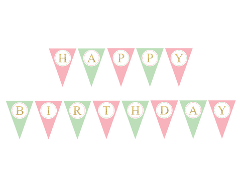 printable happy birthday pennant banner gold diy birthday party decor celebrating together