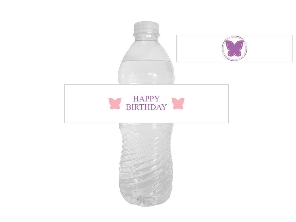 Happy Printable Water Birthday Butterfly Labels Bottle
