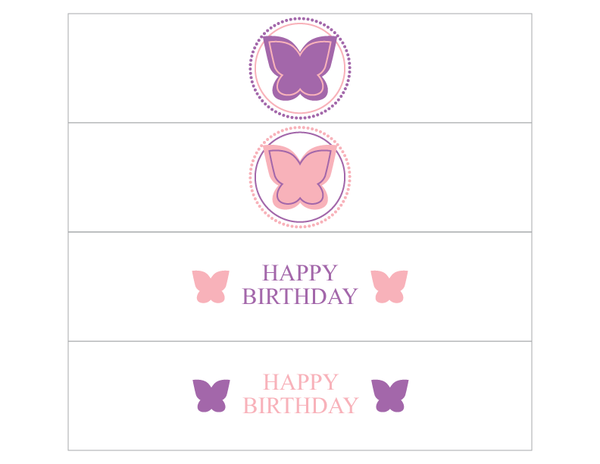 printable butterfly happy birthday water bottle labels birthday party
