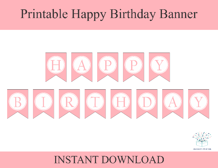 Pink Printable Happy Birthday Banner Diy Birthday Party Decor Celebrating Together