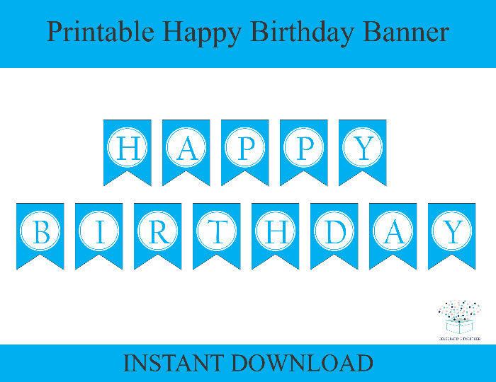 blue printable happy birthday banner diy birthday party