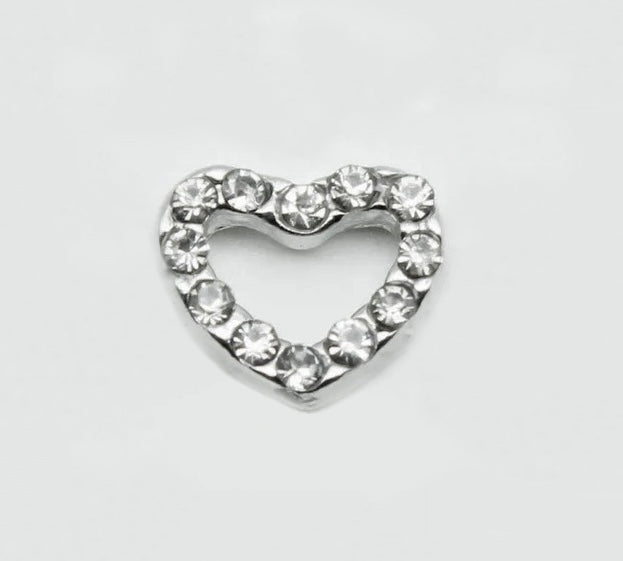"Sparkling Love Heart Floating Locket Charm - Radiant Affection"(1pc)