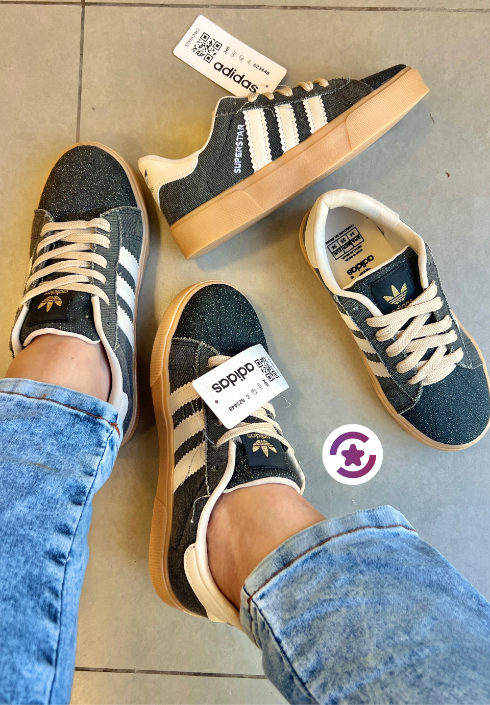 Tênis Adidas Super Star Preto Jeans