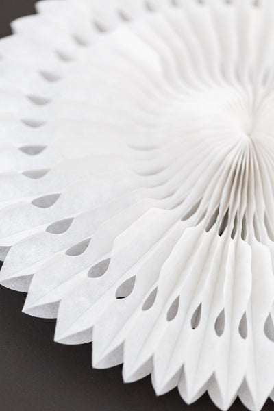 White Paper Fan 12 inch | Fancy Tissue Paper Fan Decoration – Soiree Supply