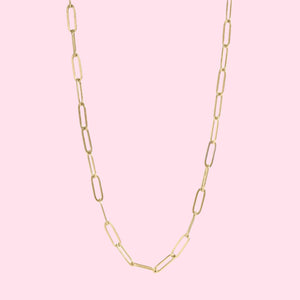 18K gold coated stainless steel paperclip necklace - BELASTHREADS, LLC