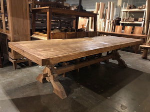 11-foot Dining Table from Reclaimed Teak with Architectural Base