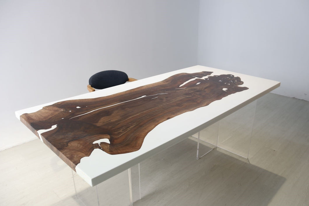 live edge dining table with resin