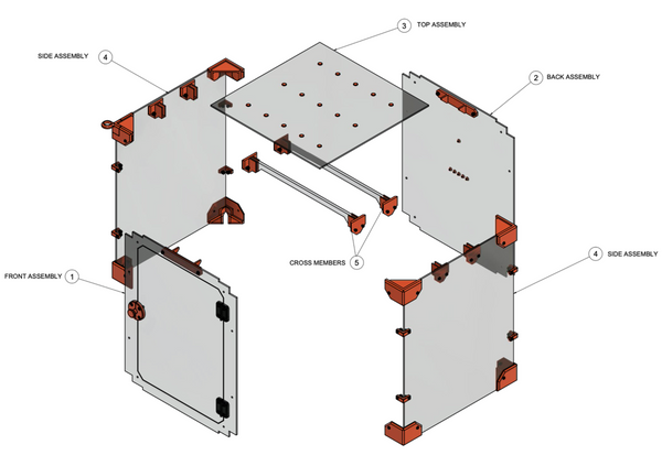 exploded view of the universal 3d printer enclosure