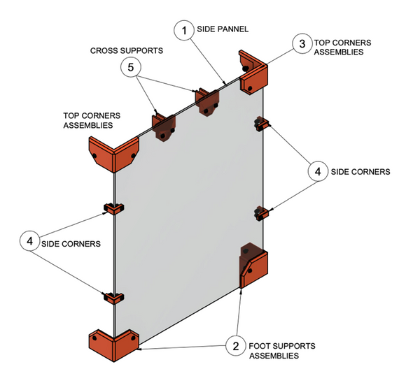 side view of universal enclosure side assembly