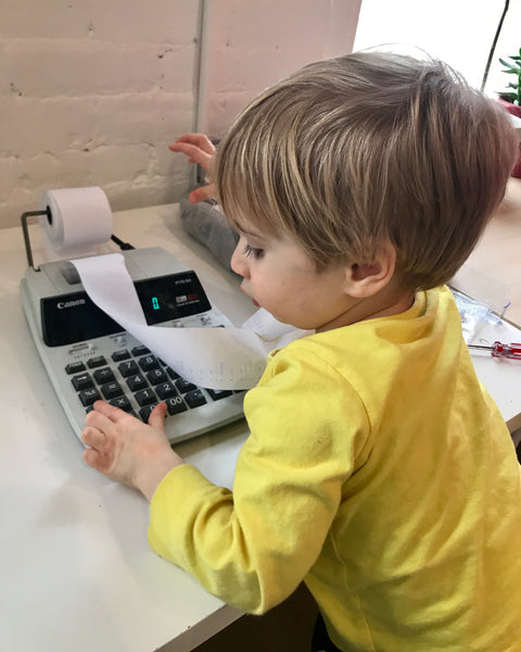 Emmett using the calculator