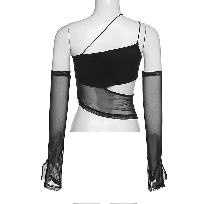 Asymmetric top tulle inserts removable sleeves ITEM PKOTRS01 www.urbanuniform.it