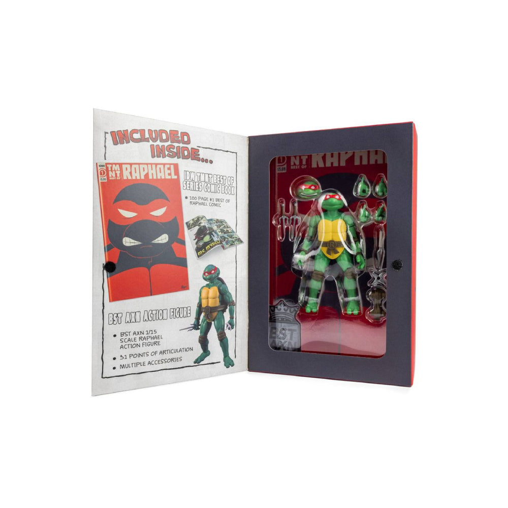 Figurina Articulata si Comic Book Teenage Mutant Ninja Turtles BST AXN x IDW Raphael Exclusive 13 cm
