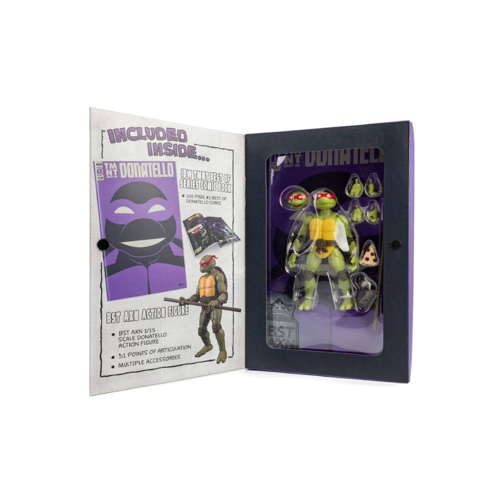 Figurina Articulata si Comic Book Teenage Mutant Ninja Turtles BST AXN x IDW Donatello Exclusive 13 cm