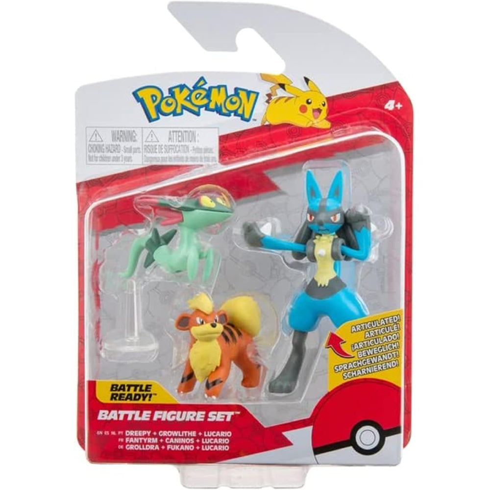 Set 3 Mini Figurine Pokemon - Growlithe & Dreepy & Lucario