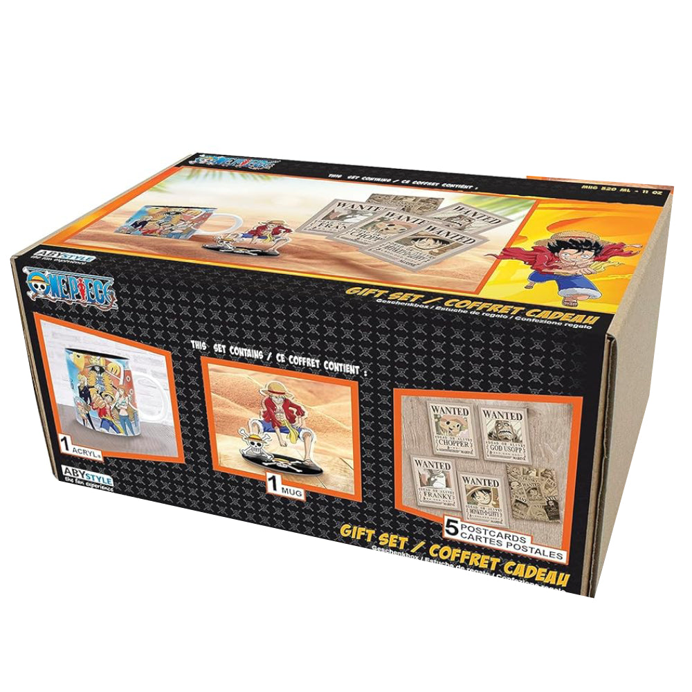 Set Cadou One Piece - Cana 320ml + Figurina Acril + Carti postale Luffy