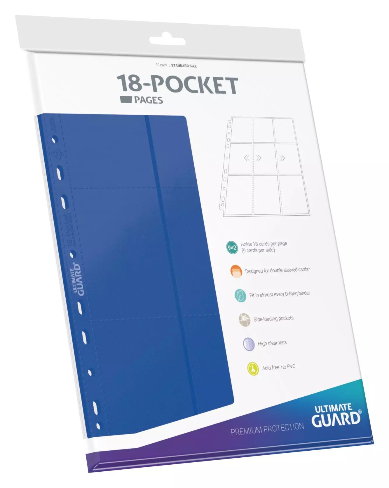 Ultimate Guard - 10 Folii clasor 18-Pocket Pages - Albastru
