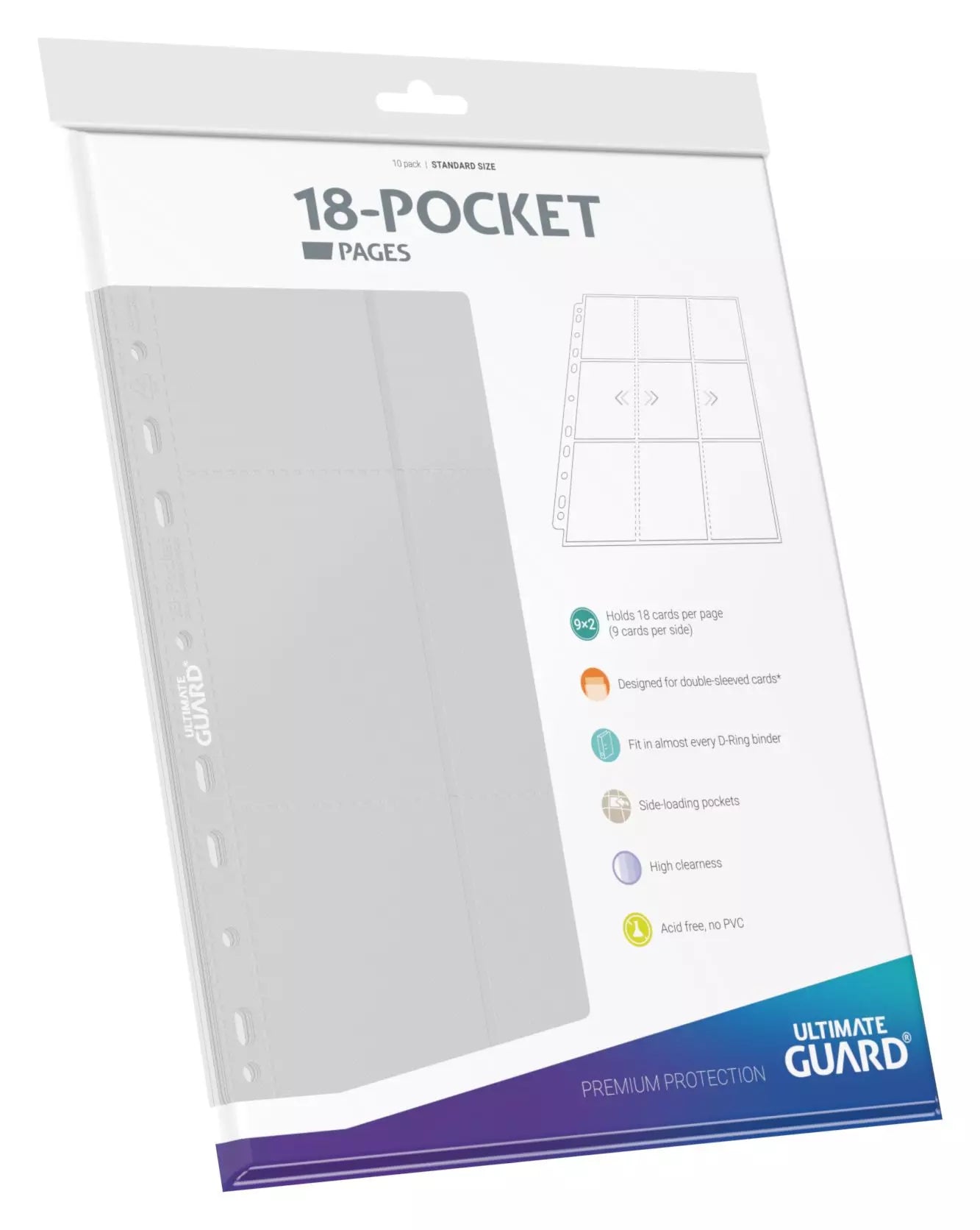 Ultimate Guard - 10 Folii clasor 18-Pocket Pages - Alb
