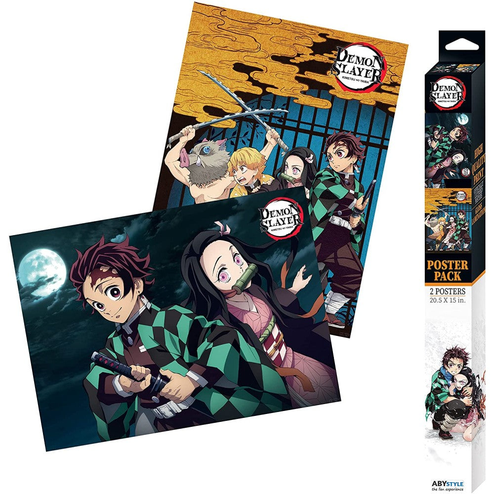 Set 2 Postere Chibi Demon Slayer - Group & Duo (52x38)