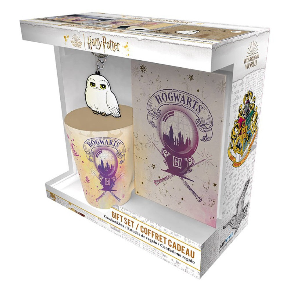 Set Cadou Harry Potter Cana 250 ml + Breloc PVC + Notebook Hogwarts