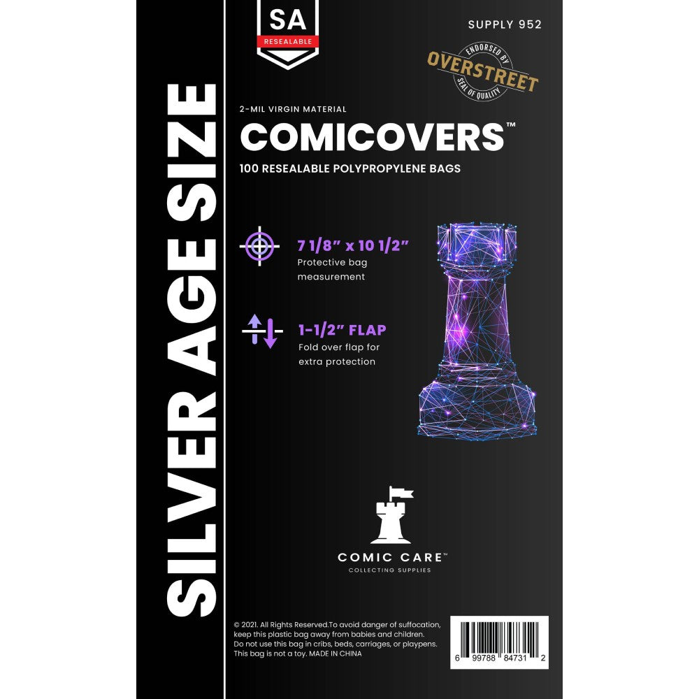 Comicare Silver PP Resealable Bags (Pack of 100)